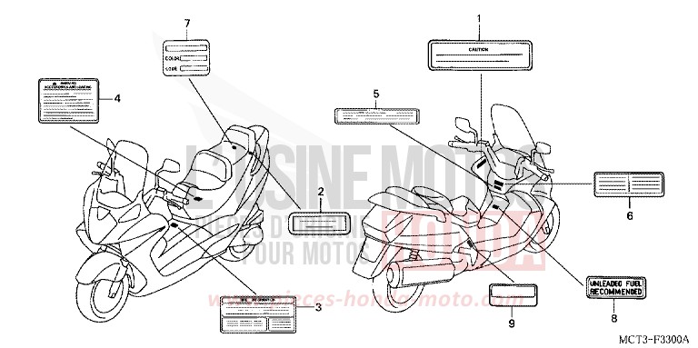 ETIQUETTE DE PRECAUTIONS de SILVER WING FORCE SILVER METALLIC (NH411) de 2004